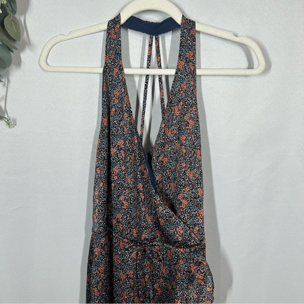 Avec Les Filles | Floral Midi Wrap Style Dress Navy Blue Women’s Size Small - Picture 4 of 12